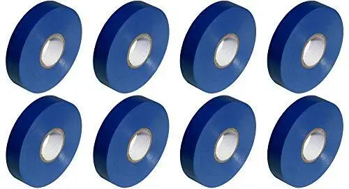 Lot de 8 rouleaux de ruban adhésif isolant électrique en PVC Bleu 33 m x 19 mm