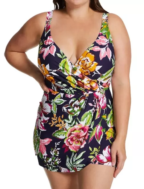 Anne Cole MULTI Plus Size Tropical Bloom Surplice Swim Dress, US 16W