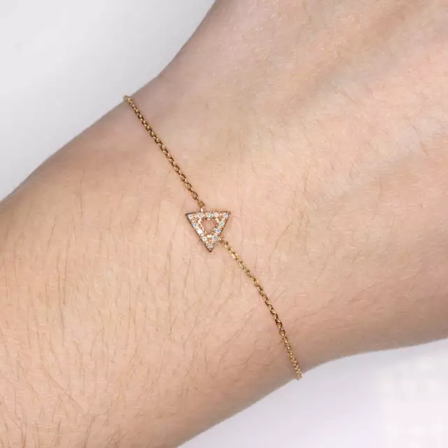 Natürliches Diamant Dreieck Armband Roségold Minimalistischer Kettenpflaster Geometrisches Geschenk