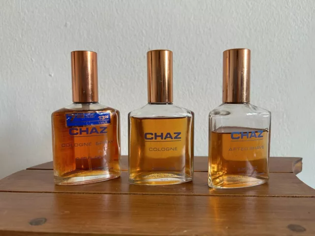 Lot of 3 VINTAGE CHAZ FOR MEN 2.25 OZ COLOGNE & AFTER SHAVE & Cologne Spray