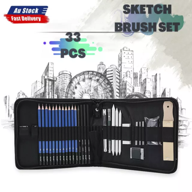 33pcs Drawing Sketch Set Charcoal Pencil Eraser Art Craft Painting Sketching Kit