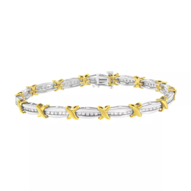 10K Yellow Gold .925 Sterling Silver 1.0 Cttw Tennis Bracelet (H-I Color, I2-I3)