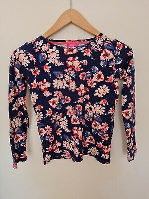 JOULES Girls Grey long Sleeve Floral Top Age 11-12 years vgc navy pink