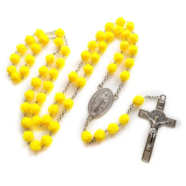 Rose Beads Rosary Catholic Necklace Holy for Charm Religious Gifts