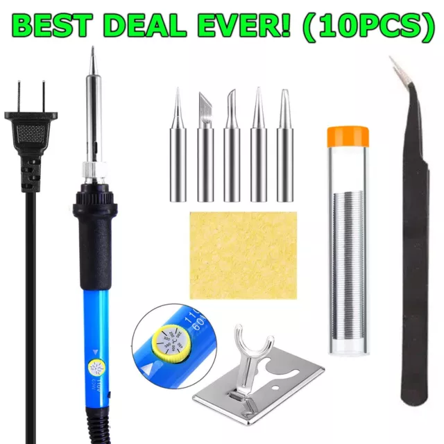 Soldering Iron Electric Gun Adjustable Temperature Welding Solder Wire Kit 60W