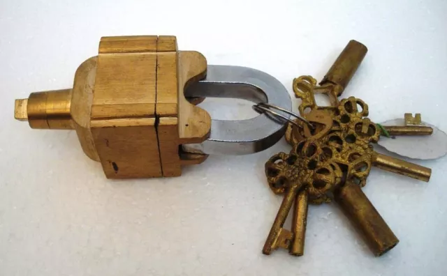 Brass 6 Key Square Trick Puzzle Padlock - (3 Keys x 2) - VORHÄNGESCHLOSS (5056) 2