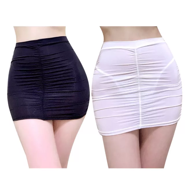 Women’s Mid Waist Stretchy Sexy Mini Skirt See-through Lace Bodycon Club Dress