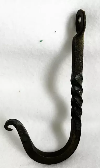 vintage hand forged iron wall hook bracket twisted