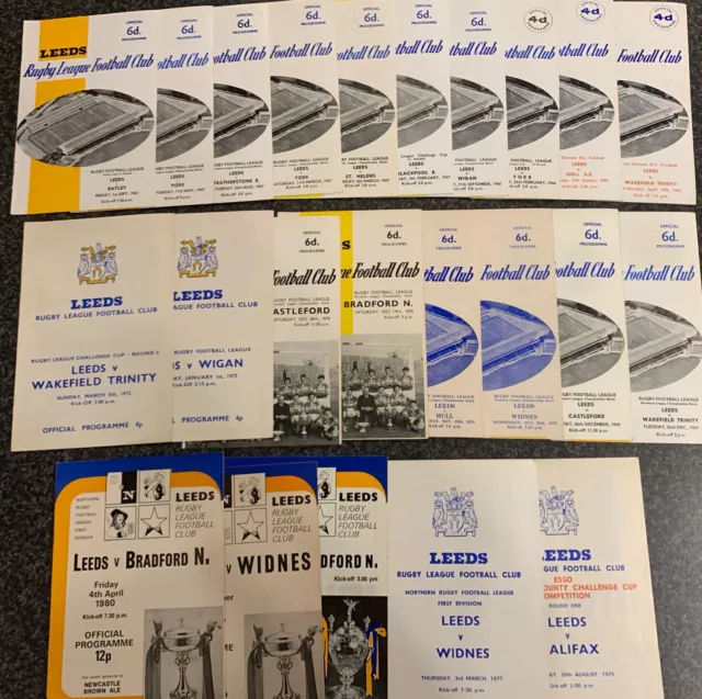 40 +  OFFICIAL LEEDS RHINOS HOME MATCH DAY PROGRAMMES  1967 - 1975 Seasons