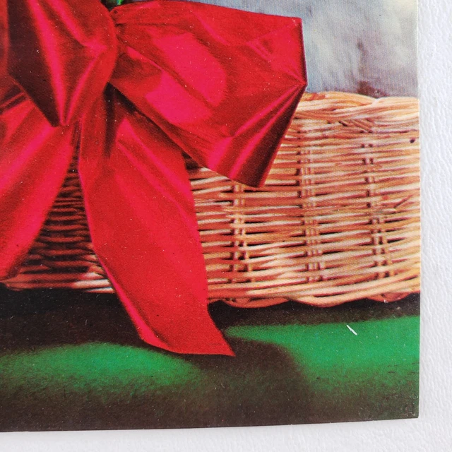 Gift Basket Dogs Bow Postcard 1970s Crystal Falls Michigan Vintage Puppies A973 4