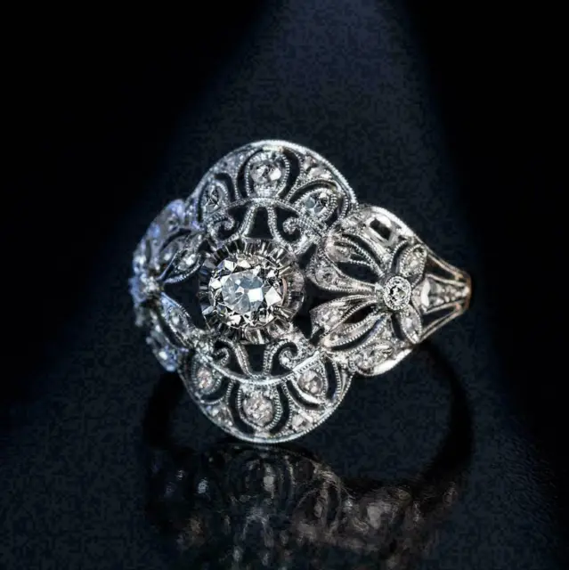2.36 Ct Round Cut Lab-Created Diamond Vintage 1920's Openwork Ornate Style Rings
