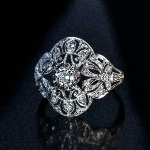 2.36 Ct Round Cut Lab-Created Diamond Vintage 1920's Openwork Ornate Style Rings