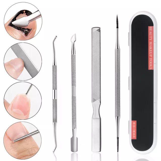 4Pcs Cuticle Pusher Trimmer Dead Skin Remover Manicure Pedicure Nail Art Tool