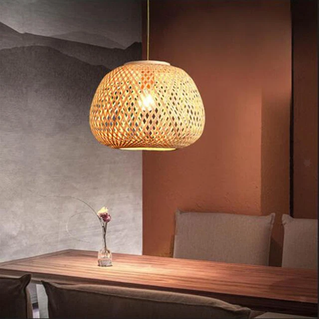 Vintage Style Bamboo Woven Pendant Lamp Shade Ceiling Light Chandelier Cover