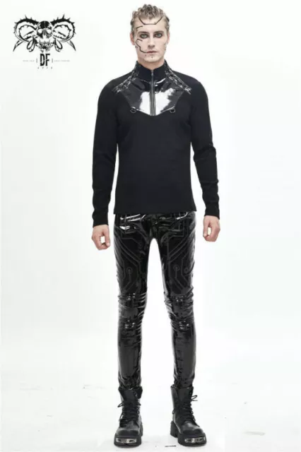 Personalized Men Punk Bright Pu Leather Pencil Trousers Casual Thick Long Pants