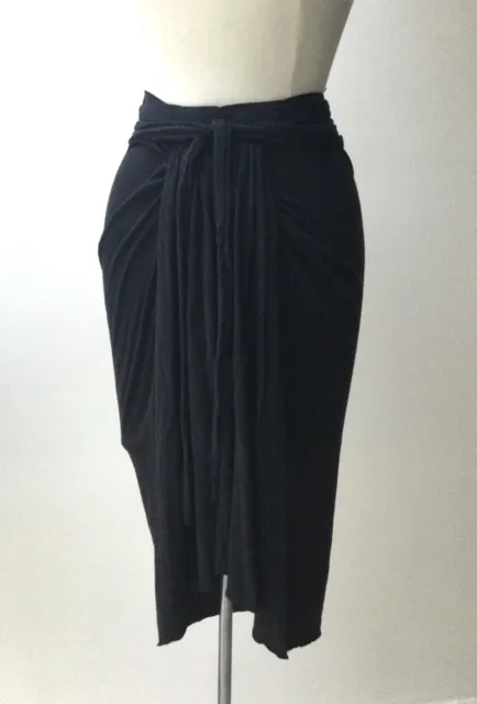 Rick Owens Lilies Black Jersey Draped Skirt with Ties