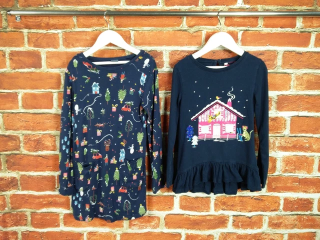 Girls Bundle Age 5-6 Years Bluezoo Next Navy Blue T-Shirt Dress Christmas 116Cm