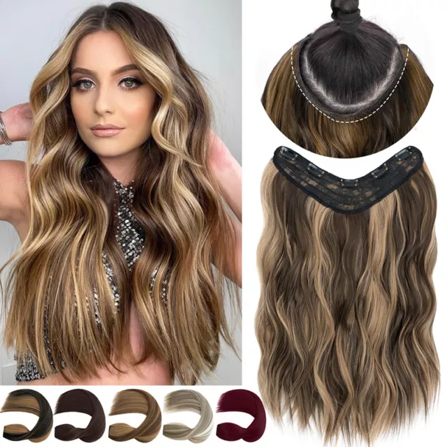 U Part Clip in as Human Hair Extensions One Piece Real Thick V-Shape Full Head