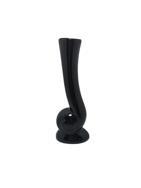 Vintage Black Onyx #31 Frankoma Pottery Snail Bud Vase MCM 6” Tall