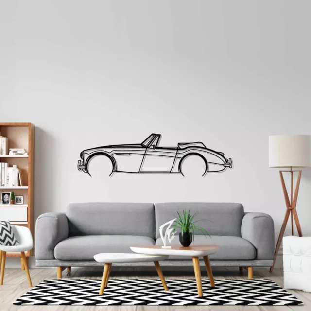 Wall Art Home Decor 3D Acrylic Metal Car Auto Poster USA Silhouette Healey 3000