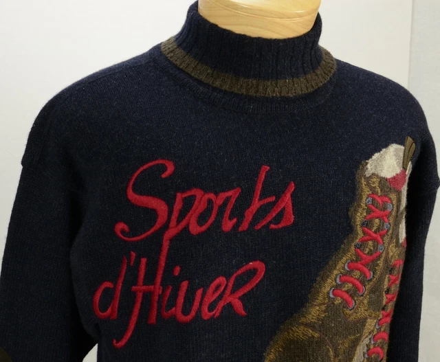 JC de Castelbajac Mens VTG 'Sports d'Hiver' (Winter Sports) Sweater Sz 46 Italy JC de Castelbajac Mens VTG 'Sports d'Hiver' (Winter Sports) Sweater Sz 46 Italy