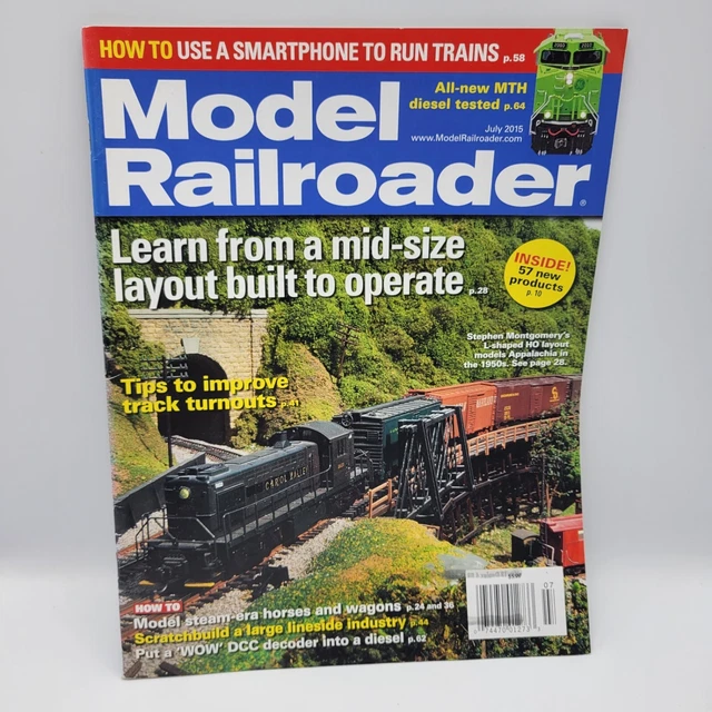 MODEL RAILROADER MAGAZINE Jul 2015 Layout Build Track Turnouts Horses