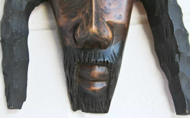 Jamaican Rastafarian Man Hand-Crafted Red Cedar Wood Carving Vintage Sculpture 3