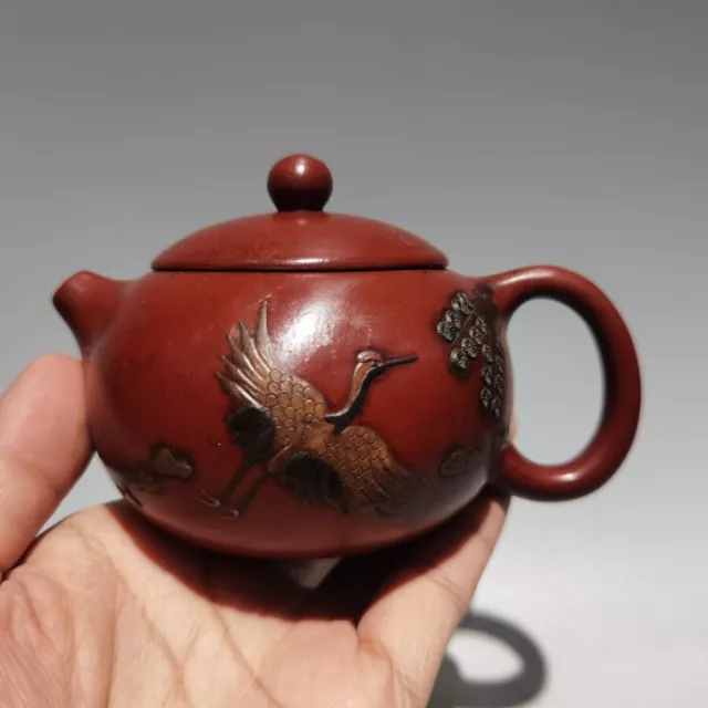 Chinese old Yixing Clay Teapot pine crane pots Purple sand Teapot 160cc