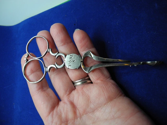 Antique Georgian Silver Scissor Sugar Tongs, mid 18th Century, some damage