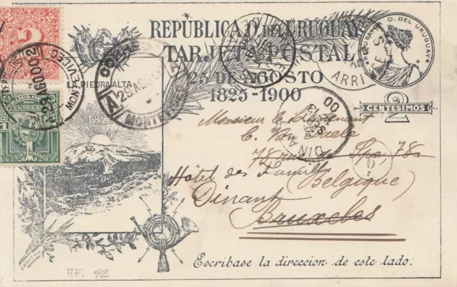 Uruguay 1900: post card Montevideo to Brussels /Belgium