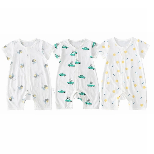 Tuta estiva in cotone neonato neonato bambino bambina cartone animato maniche corte 2