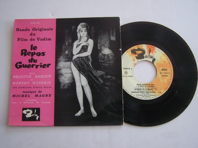 Ep 45 T Vinyl 4 Titres , Brigitte Bardot , Bof Le Repos Du Guerrier . Vg  / Vg