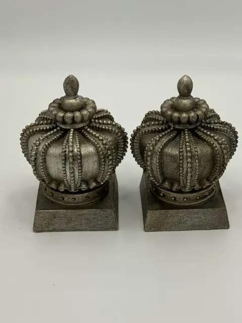 Set of 2 - 7 Inch Regal Royal Majesty Victorian Style Crown Bookends Doorstops
