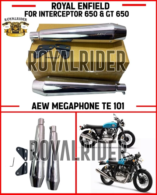 Silencieux AEW Mégaphone TE102 SS Pour Royal Enfield GT & Interceptor 650 (2019-2025) - Neuf
