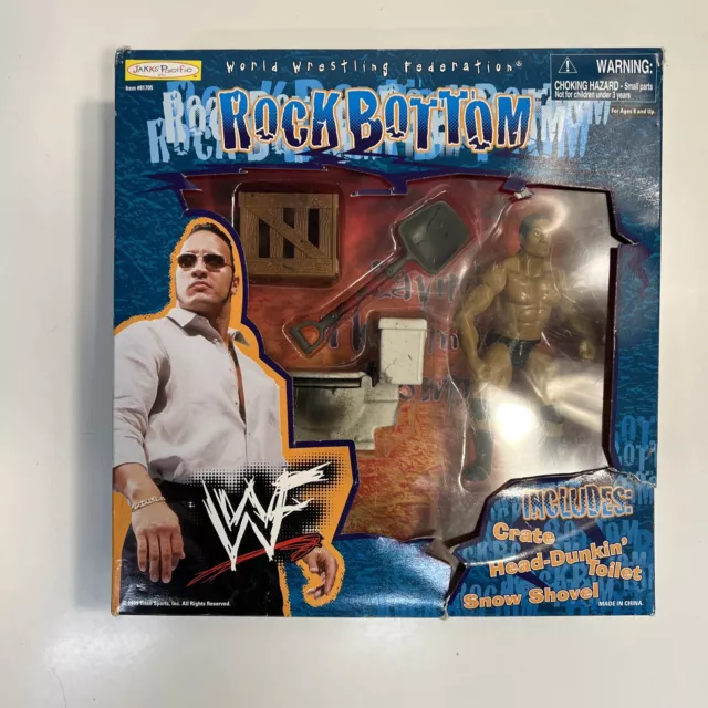 WWE WWF Jakks Pacific The Rock Rock Bottom Action Figure Playset Used