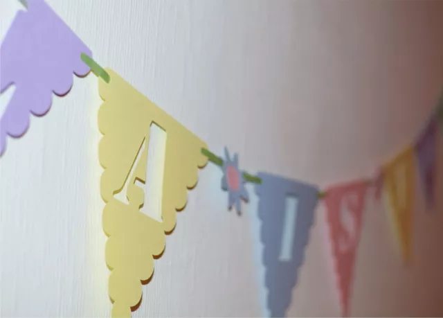 Personalised girls 1st Birthday pastel Bunting Banner 2nd 3rd 4th 5th 6th 7th