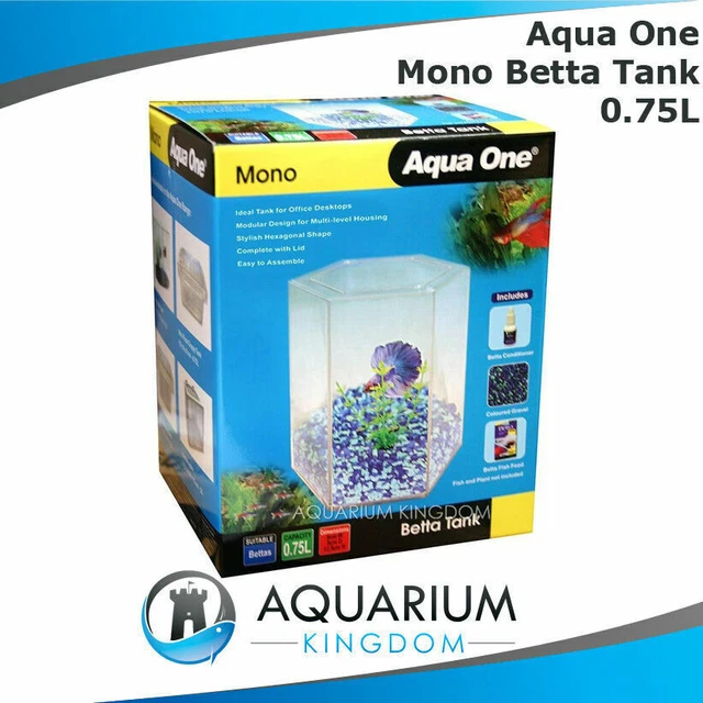 Aqua One Mono Betta Tank - Fighting Fish Hexagonal Aquarium Start Up Kit Unit