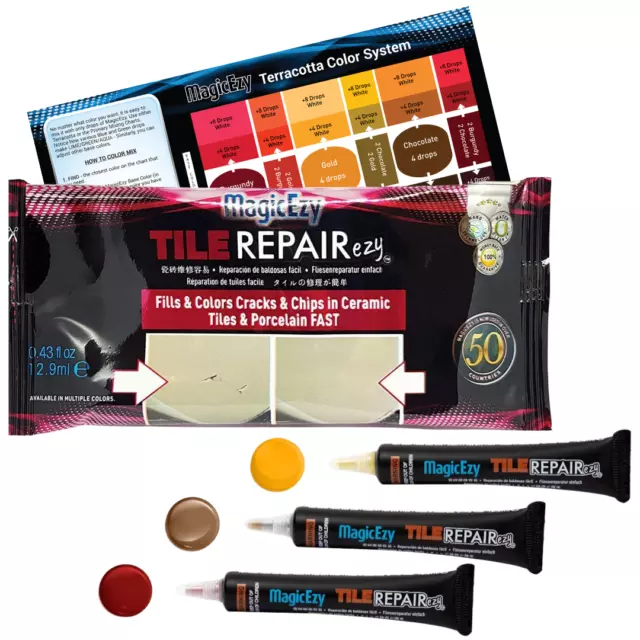 Tile REPAIRezy (Terracotta Kit): Fix and Color Tile Cracks and Chips - MagicEzy