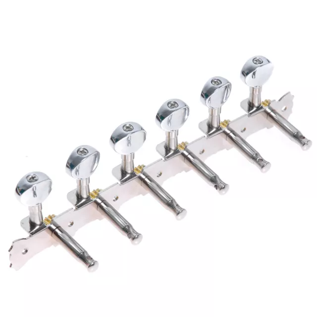 Chrome 6 Left Handed Classical Guitar Tuning Pegs Machine Heads Inline Key White 3
