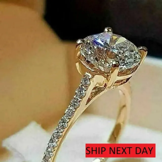 2.10Ct Round Lab Created Diamond Women's Engagement Ring 14k Yellow Gold Plated