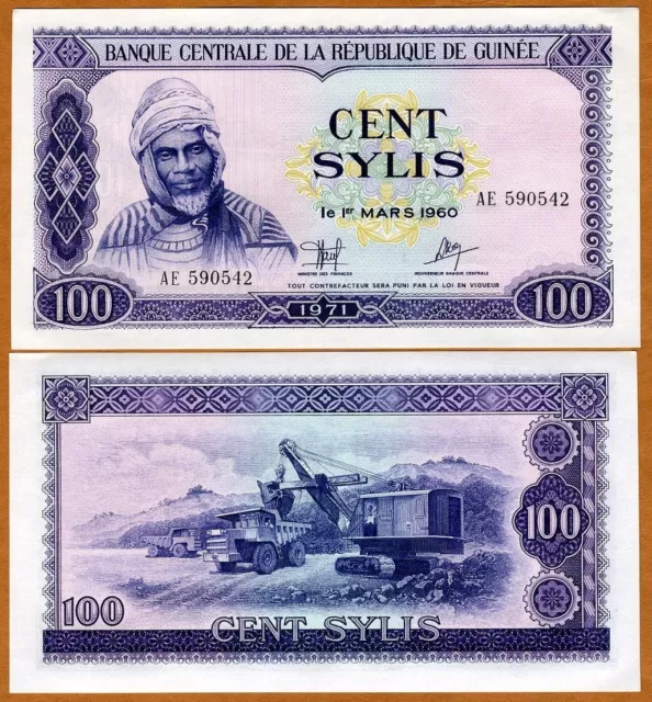 Guinea,100 Sylis, 1971, P-19, UNC