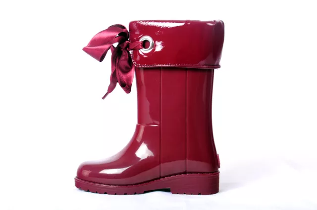 NWB ($68) Igor Campera Charol Girl's Bow Rain Boot. Burgundy. 100% Authentic 3