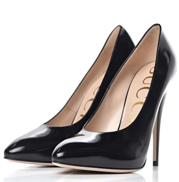 Gucci Elaisa BLACK Leather Pumps 37