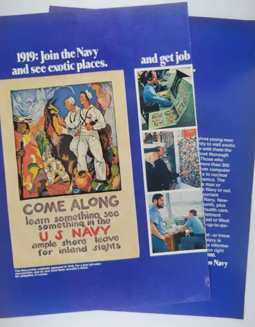 United States Navy Recruiting History 2-Page 1972 Time Ad 16x11"