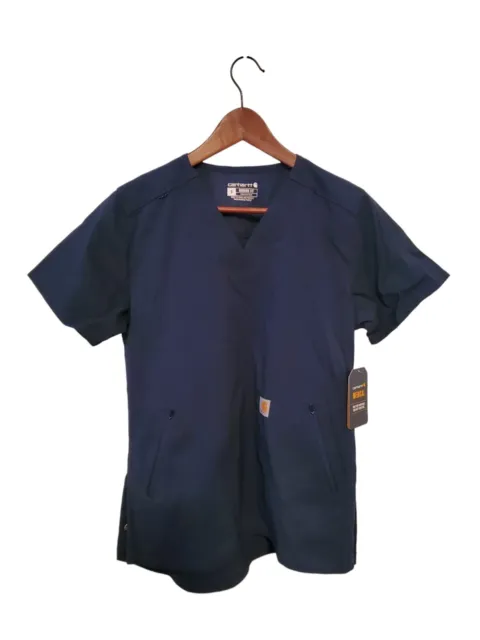 Carhartt modern fit nursing v neck scrubs top small navy NWT