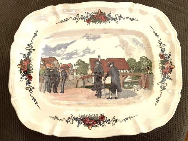 Plat rectangulaire des faïenceries de Sarreguemines modèle Obernai