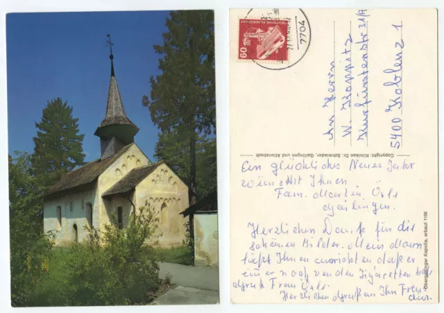 19224 - Obergailinger Chapel - postcard, run 27.12.1990