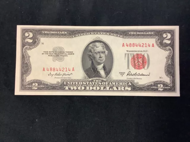 CRISP AU/CU 1953-A $2 Dollar Bill Red Seal United States Note UNC UNCIRCULATED!!