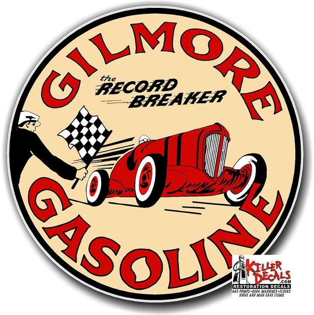 (GILM2) 18& GILMORE Race Car Gasoline Oil Vinyl Decal For Gas Pump