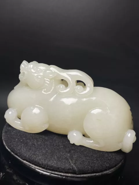 Chinese Exquisite Handmade Brave troops carving Hetian Jade Statue